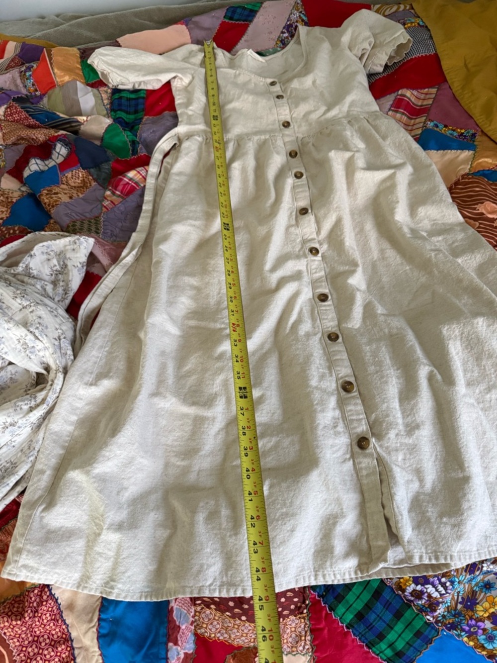 Little Cottonwood Cream Button-Front Short Sleeve Midi Dress - Picture 3 of 3
